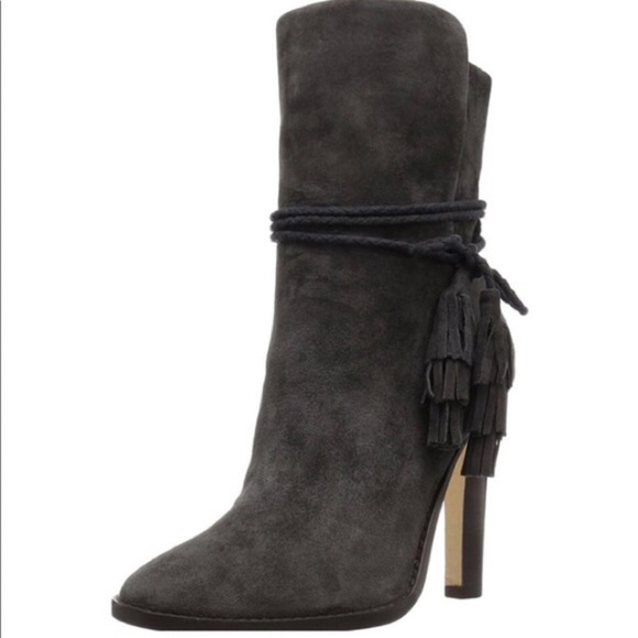 Joie Heeled Chap Suede Tassel Booties - Picture 1 of 10